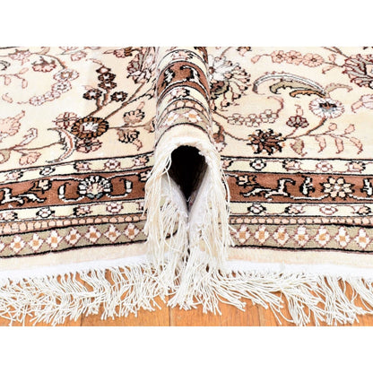 Silk Silk & Cotton Blend Hand Knotted Rug Red Ivory 12.0X18.4 -O080231