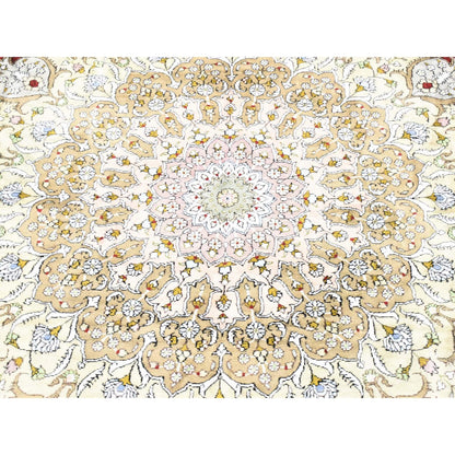 Silk Silk & Cotton Blend Hand Knotted Rug Red Navy Blue 12.1X18.1 -O080234