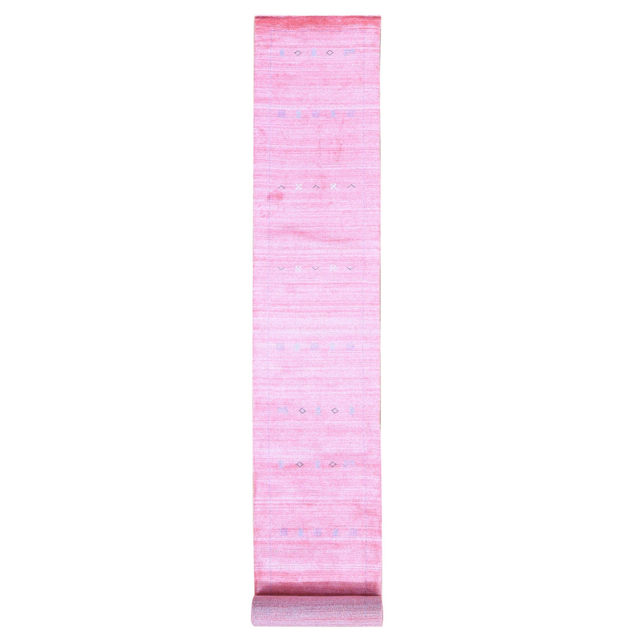 Pink 2'6" x 17'10" Modern and Contemporary & Art Handloom Wool/Silk Rug - Sku: O080238