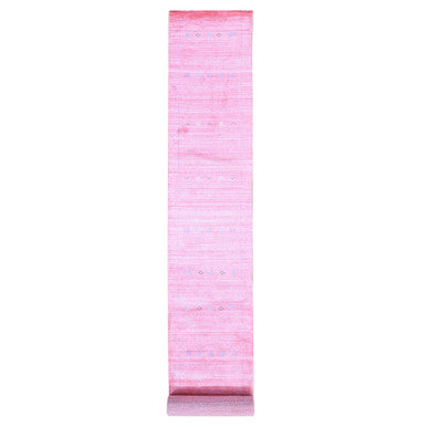 Modern and Contemporary Wool & Art Silk Hand Loomed Rug Pink No Border 2.6X17.10 -O080238