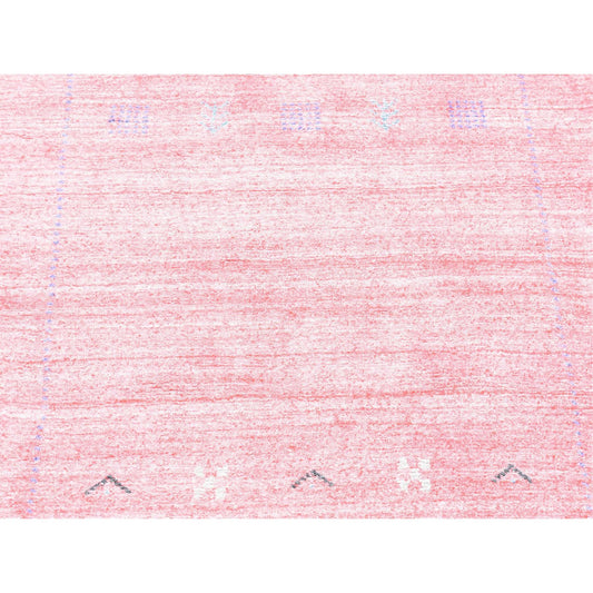 Modern and Contemporary Wool & Art Silk Hand Loomed Rug Pink No Border 2.6X17.10 -O080238