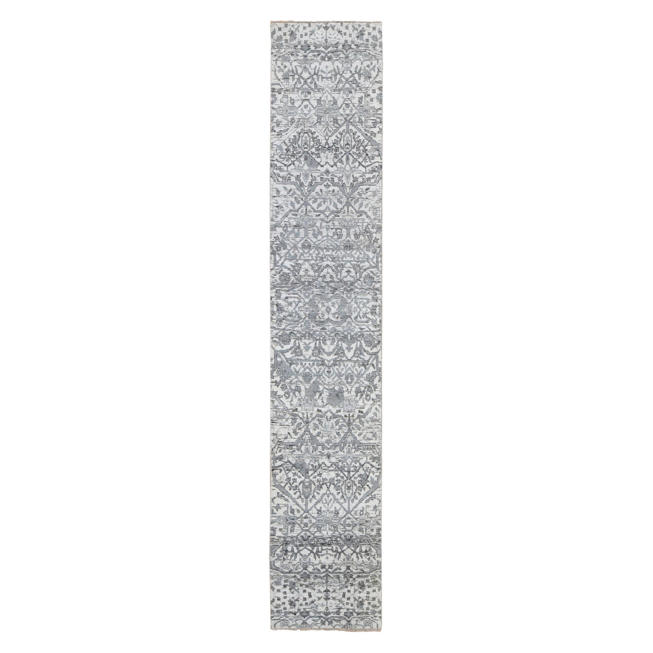 Ivory 2'7" x 14'1" Oushak And Peshawar Hand knotted Wool Rug - Sku: O080240