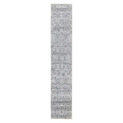 Oushak And Peshawar Wool Hand Knotted Rug Ivory No Border 2.7X14.1 -O080240