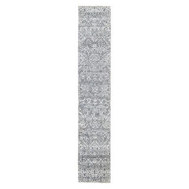 Oushak And Peshawar Wool Hand Knotted Rug Ivory No Border 2.7X14.1 -O080240