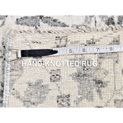 Oushak And Peshawar Wool Hand Knotted Rug Ivory No Border 2.7X14.1 -O080240