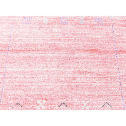 Modern and Contemporary Wool & Silk Hand Knotted Rug Pink No Border 2.6X17.9 -O080242