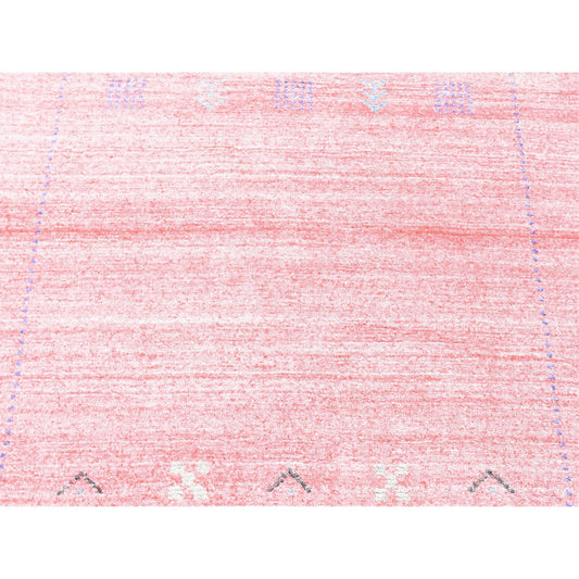 Modern and Contemporary Wool & Silk Hand Knotted Rug Pink No Border 2.6X17.9 -O080242