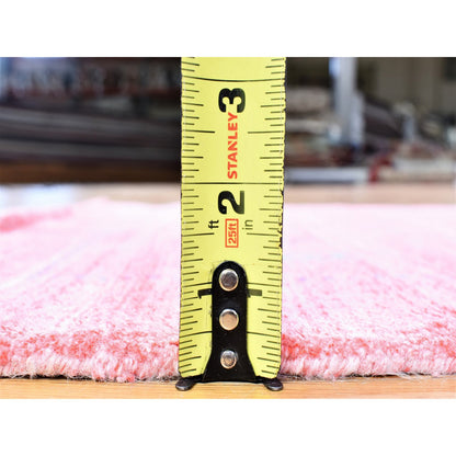 Modern and Contemporary Wool & Silk Hand Knotted Rug Pink No Border 2.6X17.9 -O080242