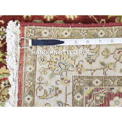 Fine Oriental New Zealand Wool Hand Knotted Rug Red Ivory 2.6X17.10 -O080248