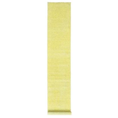 Overdyed & Vintage Wool Hand Knotted Rug Yellow Yellow 2.6X15.10 -O080249