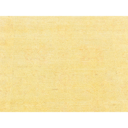 Overdyed & Vintage Wool Hand Knotted Rug Yellow Yellow 2.6X15.10 -O080249