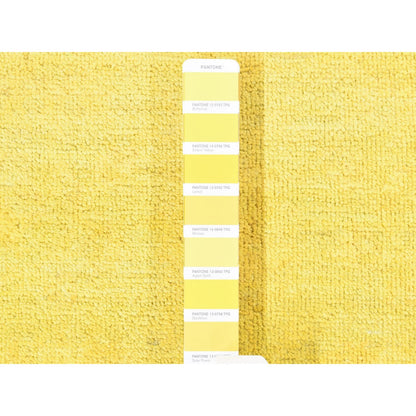 Overdyed & Vintage Wool Hand Knotted Rug Yellow Yellow 2.6X15.10 -O080249
