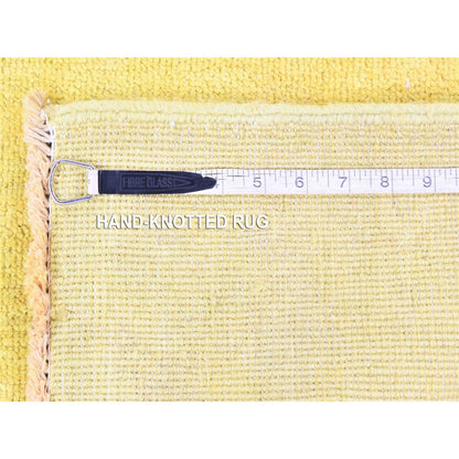Overdyed & Vintage Wool Hand Knotted Rug Yellow Yellow 2.6X15.10 -O080249