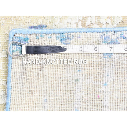 Modern and Contemporary Wool & Sari Silk Hand Knotted Rug Ivory No Border 3.0X10.1 -O080251