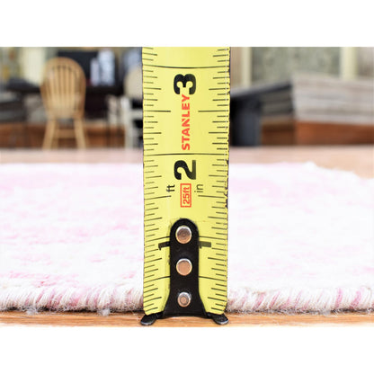 Transitional Wool & Pure Silk Hand Knotted Rug Pink No Border 2.6X7.9 -O080252