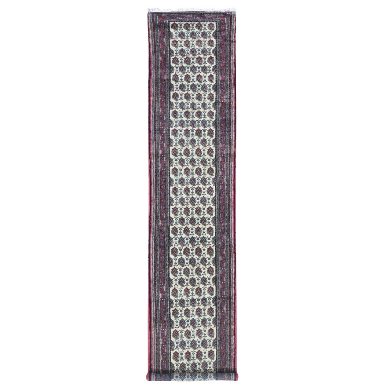 Ivory 2'10" x 13'2" Tribal & Geometric Hand knotted Wool Rug - Sku: O080255
