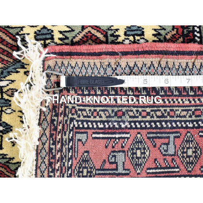 Tribal & Geometric Wool Hand Knotted Rug Ivory Red 2.10X13.2 -O080255