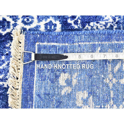 Fine Oriental Wool & Silk Hand Knotted Rug Blue No Border 2.6X16.10 -O080256