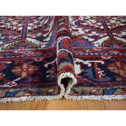 Heriz Wool Hand Knotted Rug Ivory Midnight Blue 7.6X10.4 -O080265