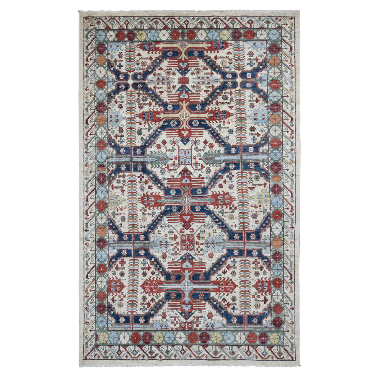 Ivory 7'5" x 12'2" Oushak And Peshawar Hand knotted Wool Rug - Sku: O080272