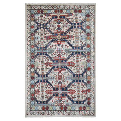 Oushak And Peshawar Wool Hand Knotted Rug Ivory Ivory 7.5X12.2 -O080272