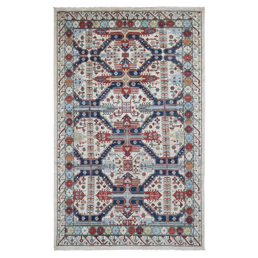 Oushak And Peshawar Wool Hand Knotted Rug Ivory Ivory 7.5X12.2 -O080272