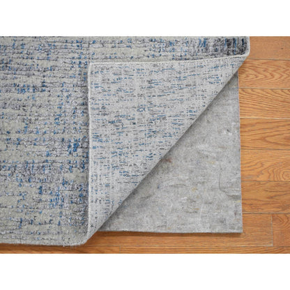 Modern and Contemporary Wool & Art Silk Hand Loomed Rug Blue No Border 2.6X9.8 -O080274