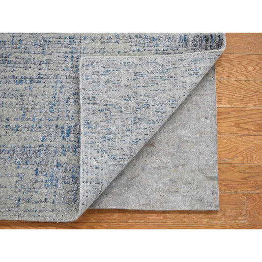 Modern and Contemporary Wool & Art Silk Hand Loomed Rug Blue No Border 2.6X9.8 -O080274