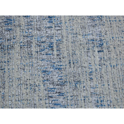 Modern and Contemporary Wool & Art Silk Hand Loomed Rug Blue No Border 2.6X9.8 -O080274