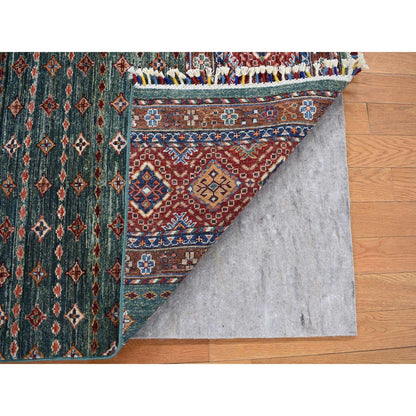 Kazak Wool Hand Knotted Rug Green No Border 3.6X5.3 -O080275