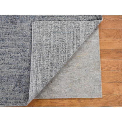 Modern and Contemporary Wool & Art Silk Hand Loomed Rug Blue No Border 2.5X10.8 -O080277