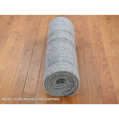 Modern and Contemporary Wool & Art Silk Hand Loomed Rug Blue No Border 2.5X10.8 -O080277