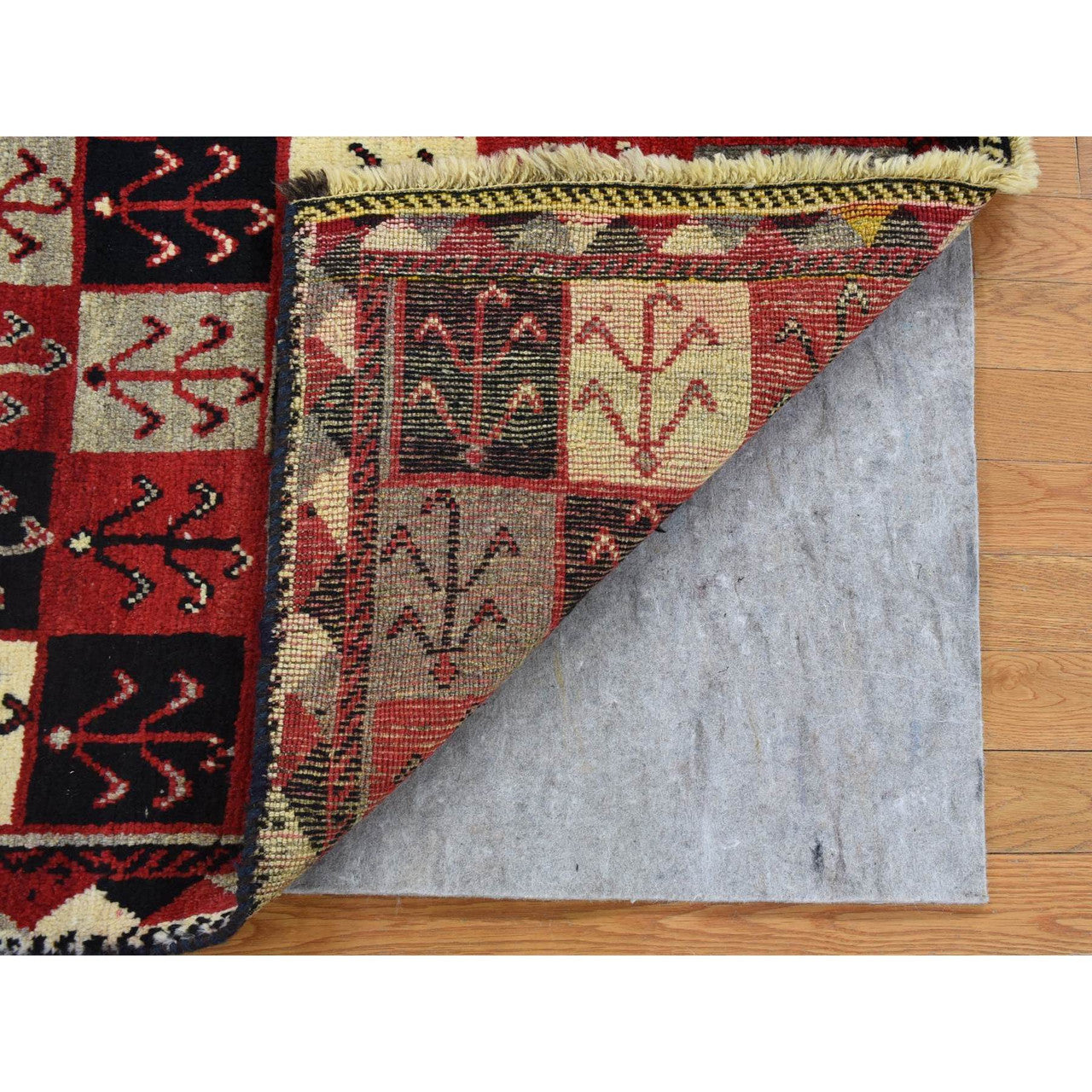 Tribal & Geometric Wool Hand Knotted Rug Red No Border 3.7X5.7 -O080280
