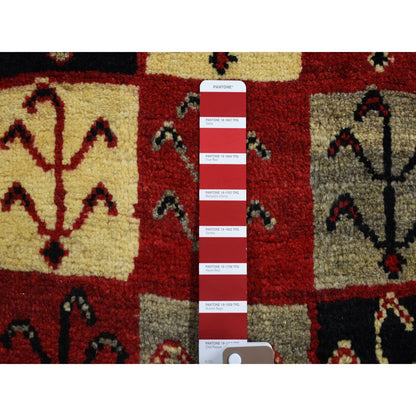 Tribal & Geometric Wool Hand Knotted Rug Red No Border 3.7X5.7 -O080280