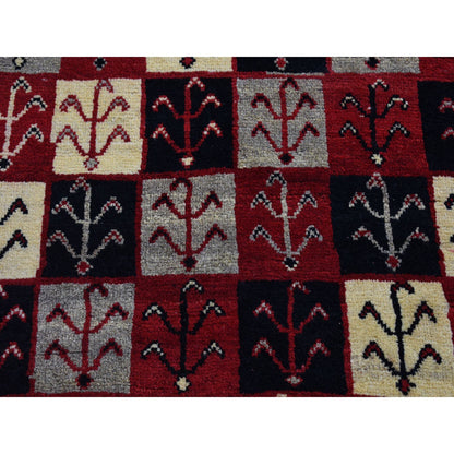 Tribal & Geometric Wool Hand Knotted Rug Red No Border 3.7X5.7 -O080280