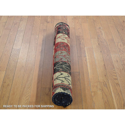 Tribal & Geometric Wool Hand Knotted Rug Red No Border 3.7X5.7 -O080280