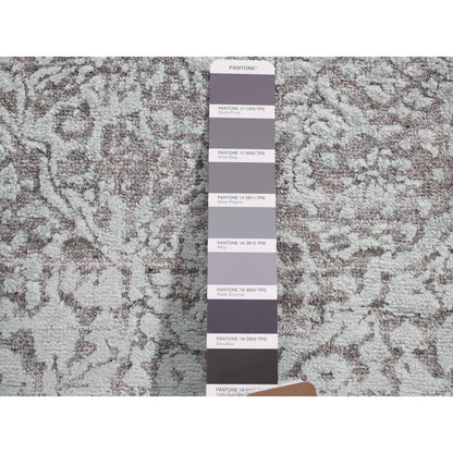 Transitional Wool & Silk Hand Knotted Rug Green No Border 4.0X9.9 -O080286