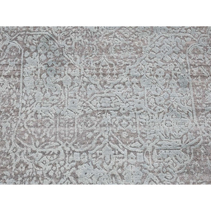 Transitional Wool & Silk Hand Knotted Rug Green No Border 4.0X9.9 -O080286