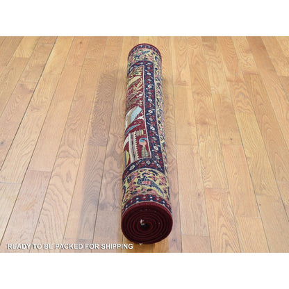 Antique Wool & Silk Hand Knotted Rug Red Gold 4.1X6.0 -O080292