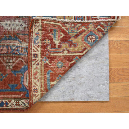 Antique Wool Hand Knotted Rug Red Rust Red 5.0X5.2 -O080294