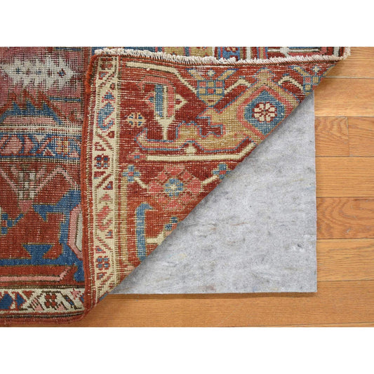 Antique Wool Hand Knotted Rug Red Rust Red 5.0X5.2 -O080294
