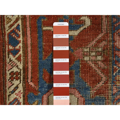 Antique Wool Hand Knotted Rug Red Rust Red 5.0X5.2 -O080294