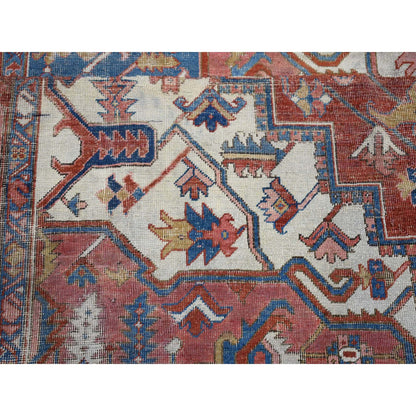 Antique Wool Hand Knotted Rug Red Rust Red 5.0X5.2 -O080294