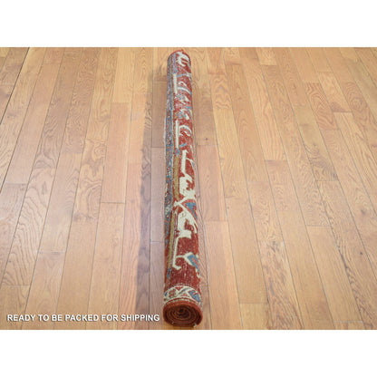 Antique Wool Hand Knotted Rug Red Rust Red 5.0X5.2 -O080294
