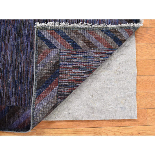 Overdyed & Vintage Wool Hand Knotted Rug Purple No Border 3.6X4.9 -O080296