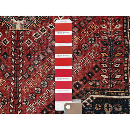 Overdyed & Vintage Wool Hand Knotted Rug Red 5.5x7.5 -O0802