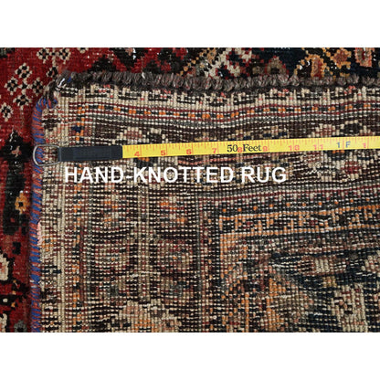 Overdyed & Vintage Wool Hand Knotted Rug Red 5.5x7.5 -O0802