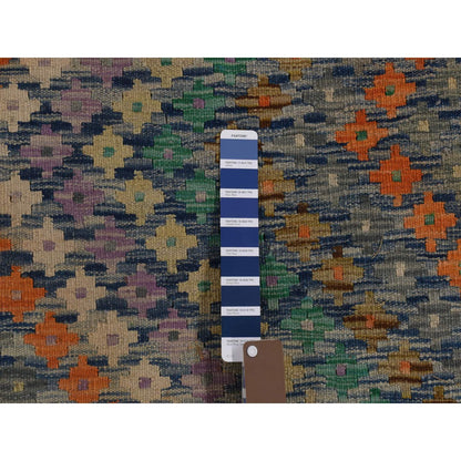 Flat Weave Wool Hand Woven Rug Multicolored No Border 10.2X13.7 -O080303