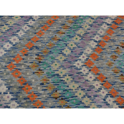 Flat Weave Wool Hand Woven Rug Multicolored No Border 10.2X13.7 -O080303