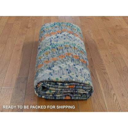 Flat Weave Wool Hand Woven Rug Multicolored No Border 10.2X13.7 -O080303